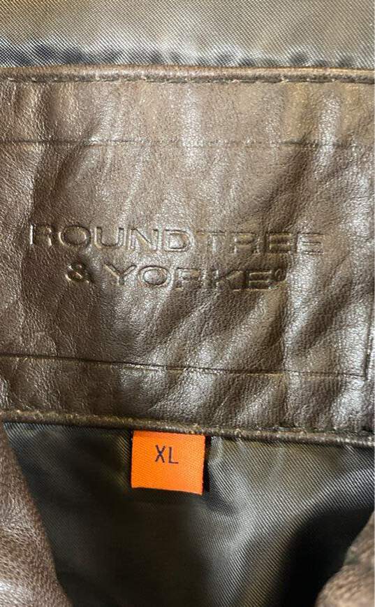Roundtree & Yorkie Men Brown Leather Jacket- XL image number 3