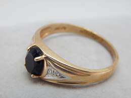 10K Yellow Gold Black Glass Ring 3.3g alternative image