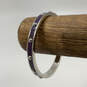 Designer Coach Silver-Tone Purple Enamel Studded Fashion Bangle Bracelet image number 1