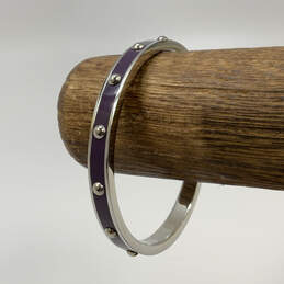 Designer Coach Silver-Tone Purple Enamel Studded Fashion Bangle Bracelet