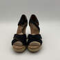 Womens Blue Brown Open Toe Wedge Heel Ankle Strap Espadrille Sandals Size 8 image number 2