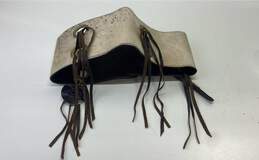 OdAomo Silaha Collection Leather Goat Hair Wide Waist Cincher Belt Size M alternative image