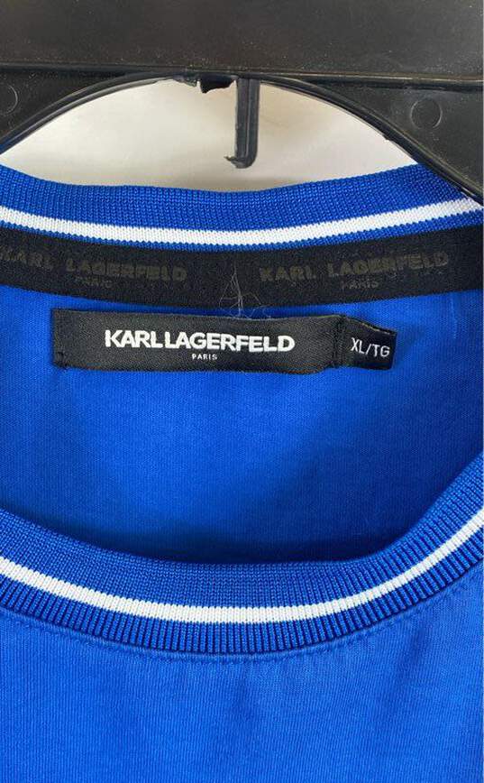Karl Lagerfeld Men Blue Spell Logo Tape T Shirt XL image number 3