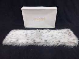 Women's CHICO'S White Spotted Faux Fur Shoulder Drape Scarf