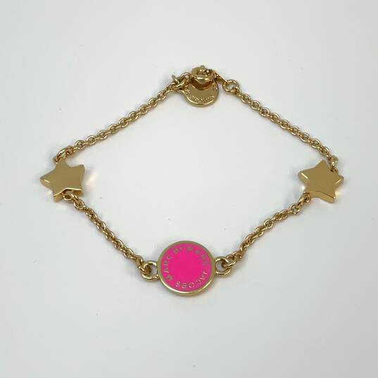 Designer Marc Jacobs Gold Tone Pink Stone Charm Bracelet image number 2