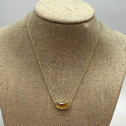 Designer Kendra Scott Elisa Gold-Tone Citrine Quartz Stone Pendant Necklace