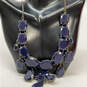 Designer J Crew Gold-Tone Chain Blue Acrylic Stone Clasp Statement Necklace image number 2