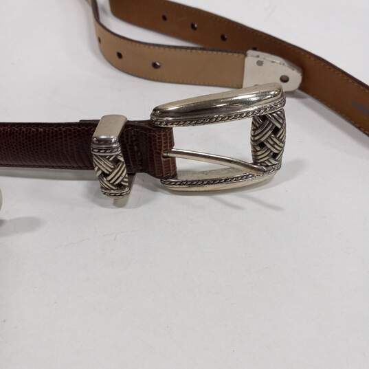Buy the Red & Brown Leather Brighton Belt w/ Silver Tones