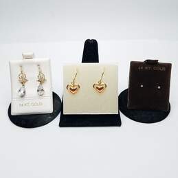 14K Gold Diamond & Cubic Zirconia Earring Bundle 3pcs 2.6g