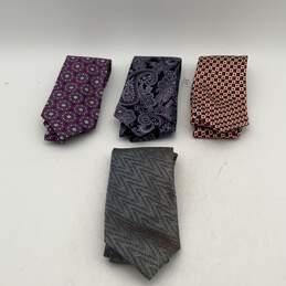 Bundle Of 4 Mixed Mens Multicolor Printed Adjustable Designer Necktie