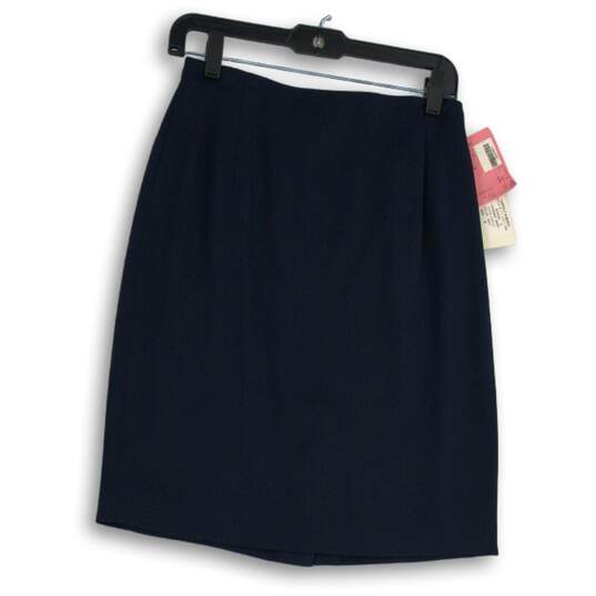 NWT Womens Navy Blue Flat Front Back Zip Straight & Pencil Skirt Size 6 image number 1