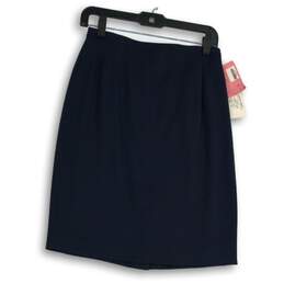 NWT Womens Navy Blue Flat Front Back Zip Straight & Pencil Skirt Size 6