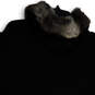 NWT Womens Black Faux Fur Collared Short Sleeve Full-Zip Sweater Size S/M image number 2
