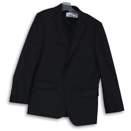 Mens Black Long Sleeve Collared Single Breasted Two Button Blazer Size 42R