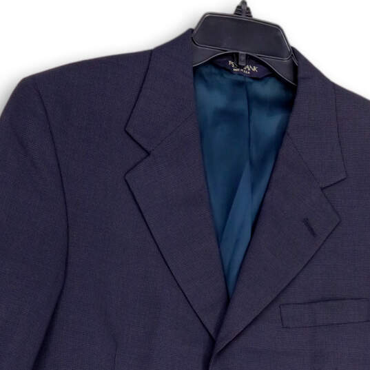 Mens Blue Notch Lapel Single Breasted Long Sleeve Two Button Blazer Sz 41 R image number 4