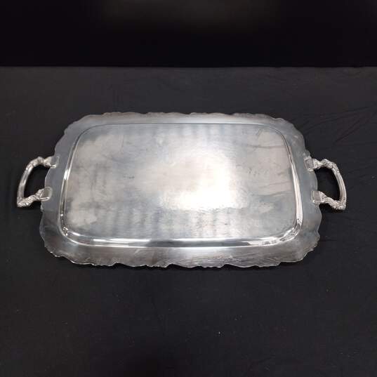 Large Rectangle Silver Plate Stamped Platter image number 3