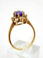 14K Yellow Gold Purple & Clear Cubic Zirconia Oval Cluster Ring 3.6g image number 6