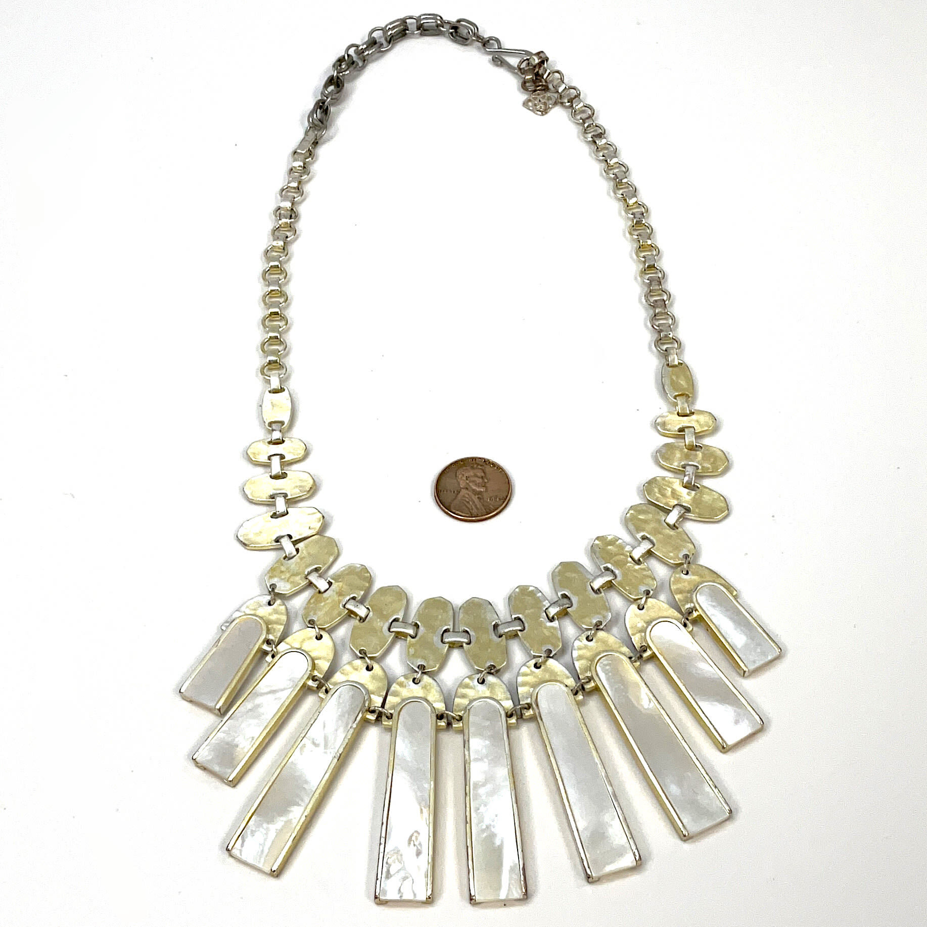 NWT Kendra Scott Rayne Abalone Shell Tassel Pendant Necklace Silver Tone |  eBay
