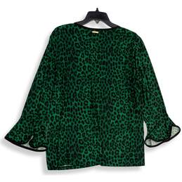 NWT Michael Kors Womens Green Animal Print Bell Sleeve Pullover Blouse Top XXL alternative image