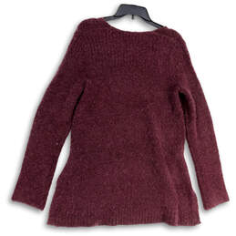NWT Womens Purple Long Sleeve V-Neck Side Slit Pullover Sweater Size M alternative image