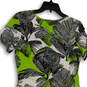 NWT Womens Black Green Floral Short Sleeve Pullover Shift Dress Size S image number 2