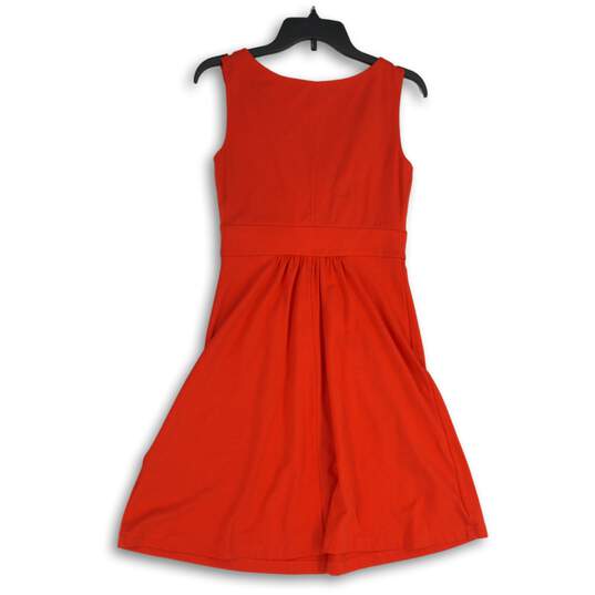 Lands' End Womens Red Sleeveless Surplice Neck Fit & Flare Dress Size XS/P image number 2