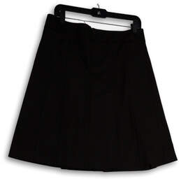 Womens Black Pleated Front Back Zip Stretch Pull-On A-Line Skirt Size 8 alternative image