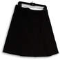 Womens Black Pleated Front Back Zip Stretch Pull-On A-Line Skirt Size 8 image number 2