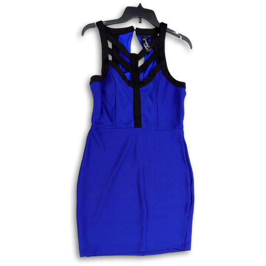 NWT Womens Blue Black Sleeveless Knee Length Back Zip Bodycon Dress Size 11 image number 2