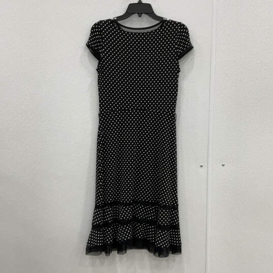 Womens Black White Polka Dot Cap Sleeve Round Neck Fit & Flare Dress Size 4 image number 2