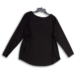 NWT Womens Black V-Neck Long Sleeve Regular Fit Pullover T-Shirt Size 1X alternative image