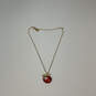 Designer Betsey Johnson Gold-Tone Red Apple Back To School Pendant Necklace image number 3
