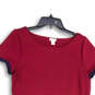 Womens Red Round Neck Short Sleeve Pullover A-Line Dress Size 8 image number 3