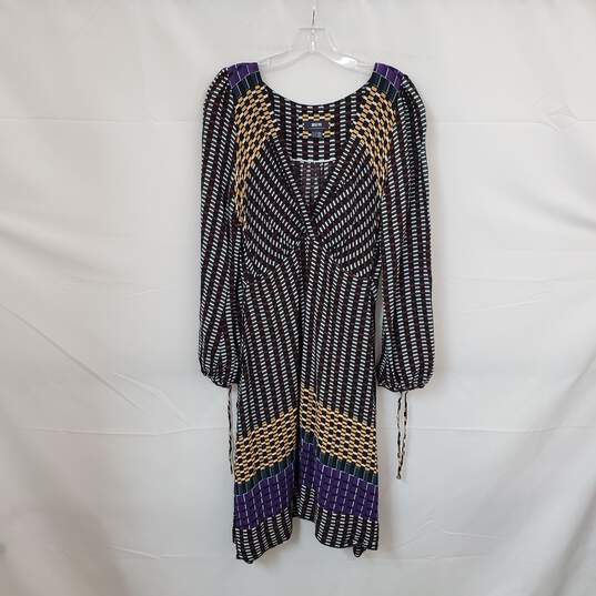 Maeve Multicolor Patterned Long Sleeve Midi Dress WM Size 12 image number 1