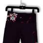 Womens Purple Floral Elastic Waist Pockets Compression Leggings Size XS image number 3