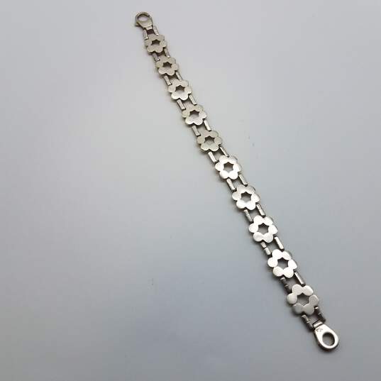 Milor Sterling Silver Dual-Tone Open Work Flower Hinge Link 7 1/2 Bracelet 16.8g image number 7