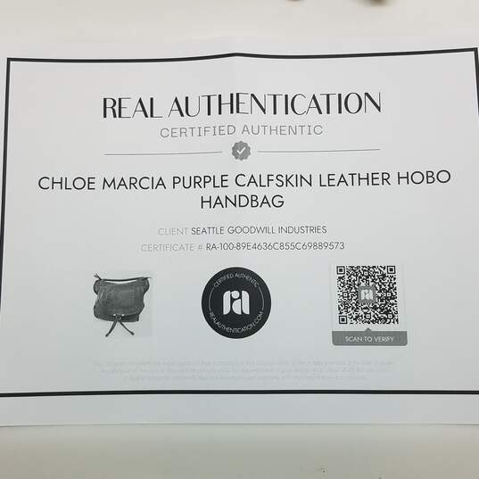 AUTHENTICATED Chloe Marcia Purple Calfskin Leather Hobo Handbag image number 7