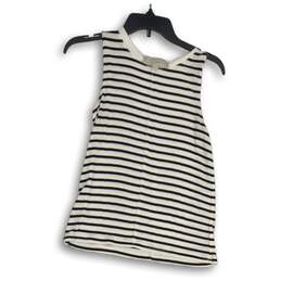 Loft Womens Black White Striped Round Neck Sleeveless Pullover Tank Top Size XXS