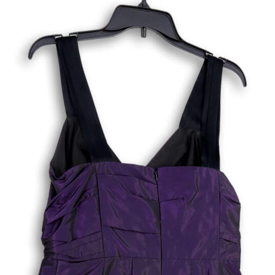 Womens Purple V-Neck Back Zip Knee Length Cocktail Sheath Dress Size 8 image number 3