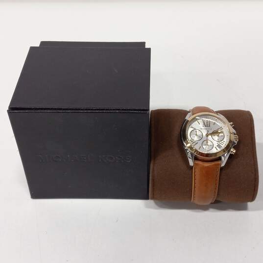 Men's Michael Kors Bradshaw Chronograph Tow-Tone Leather Watch MK2301 image number 1