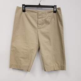 Unisex Adults Khaki Pleated Front Mid Rise Casual Bermuda Short Size 42