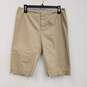 Unisex Adults Khaki Pleated Front Mid Rise Casual Bermuda Short Size 42 image number 1