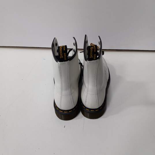 Dr. Martens Tall White Lace Up Leather Combat Style Boots Size 8 image number 2