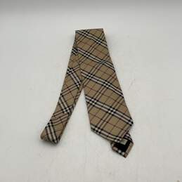 Burberry Mens Tan Plaid Adjustable Classic Pointed Neck Tie