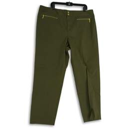 Ralph Lauren Womens Green Flat Front Zipper Pocket Ankle Pants Size 18