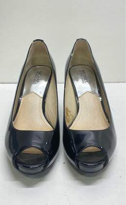 Michael Kors Black Patent Leather Peep Toe Pump Heels Shoes Size 8.5 M alternative image