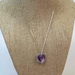 Designer Swarovski Silver-Toe Reverie Purple Heart Pendant Necklace