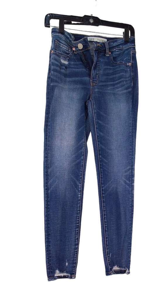 Womens Blue Medium Wash Pockets Distressed Casual Straight Denim Jeans Size 24 image number 1