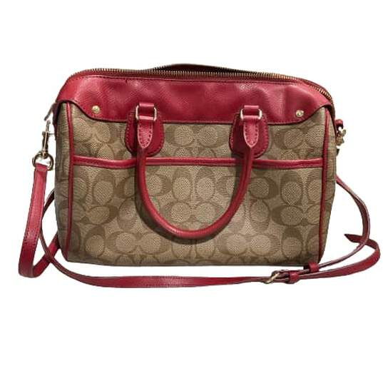 Brown & Raspberry Coach Handbag image number 2