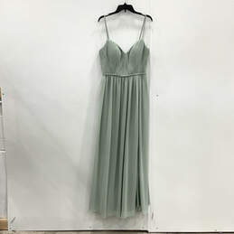 NWT Womens Green Sleeveless Sweetheart Neck Bridesmaid Maxi Dress Size A14